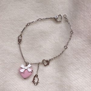 Vintage Dior bow heart charm bracelet